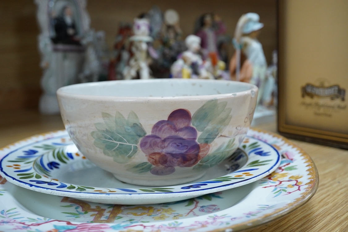 A group of 19th century British pottery to include ironstone and Spode, largest 47cm wide